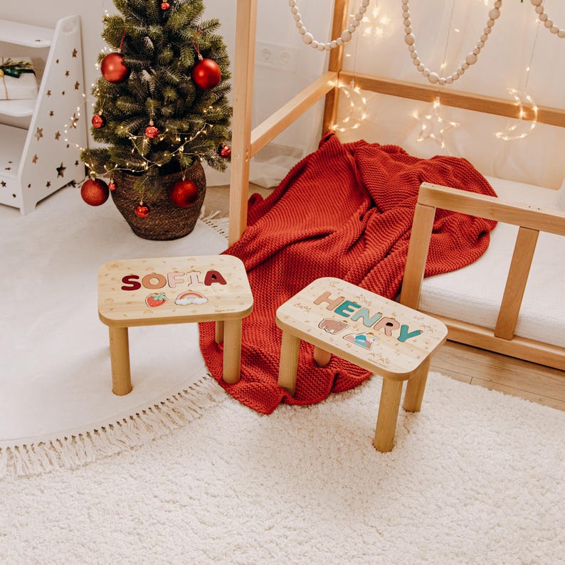 Name Hocker von Space Chris, Montessori Helfer für Kinder, Geschenk zum 1 Bild 3