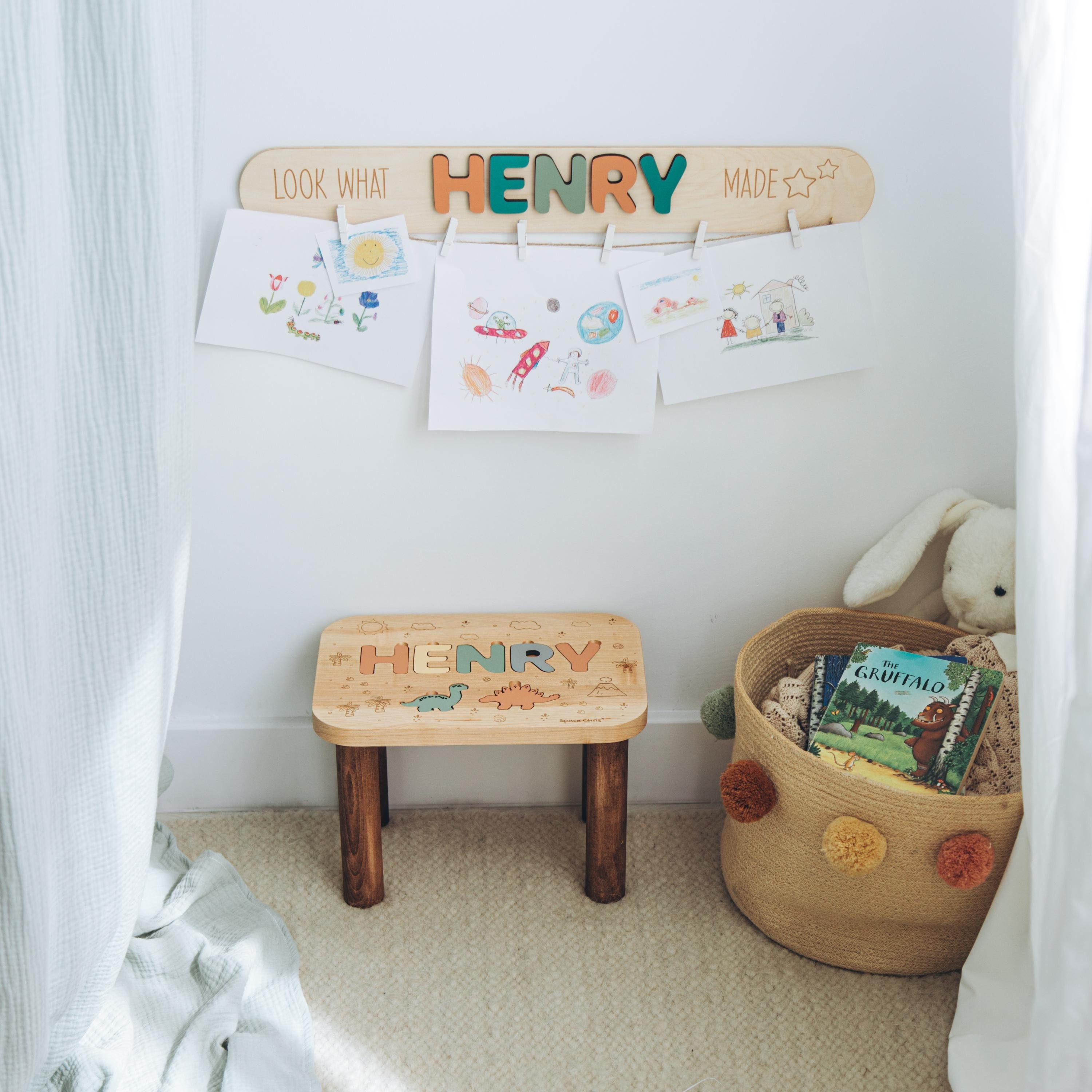 Toddler Gift  Christmas Gift Kids Artwork Display Look What I Made Sign Personalized Art Display For Kids Wall Nursery Decor Name Puzzle