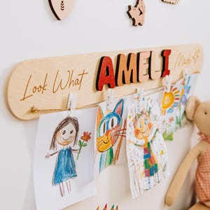 Personalized 3D Art Display sign, Look What I Made, Masterpieces, Kids display board, 19.7&quot;/23.2&quot;/25.6&quot; Children&#39;s art signs, Birthday Gift.