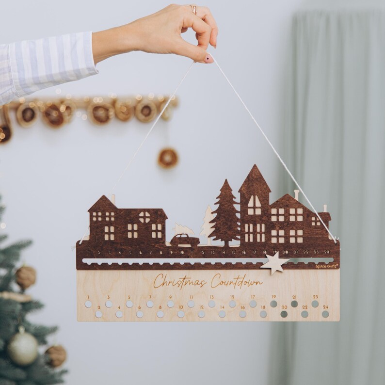 Christmas Accents. Holiday Home Decor. Hanging Advent Calendar for Kids