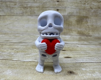 Flexi Skeleton with Heart, 3D Printed Articulated Skeleton, Skeleton Keychain