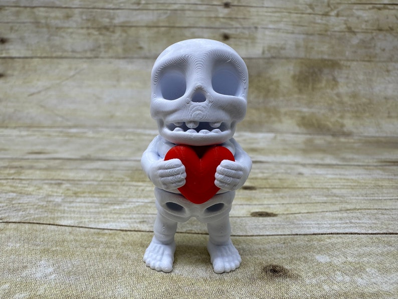 Flexi Skeleton mit Herz, 3D gedrucktes Gelenkskelett, Skelett Schlüsselbund Bild 1