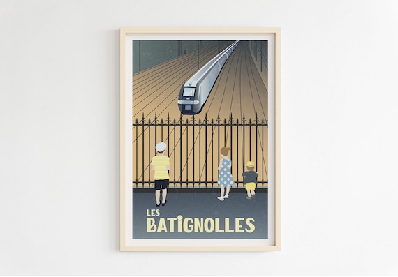 Affiche Les Batignolles - Les Trains, tirage signé, 30x45cm