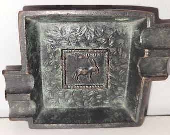 Vintage Miniature Metal Ashtray Donkey Hebrew Trinket Dish Tiny Souvenir Judaica Collectible