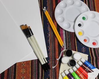 Acrylic Paint Set with Canvas, Brushes & Palette - Complete Art Kit for Beginners