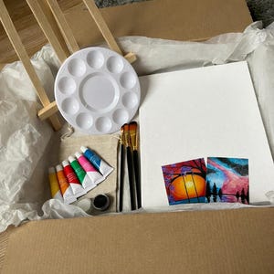 Sip and Paint Art Kit für Einen | Solo Date Night, kreatives Geschenk