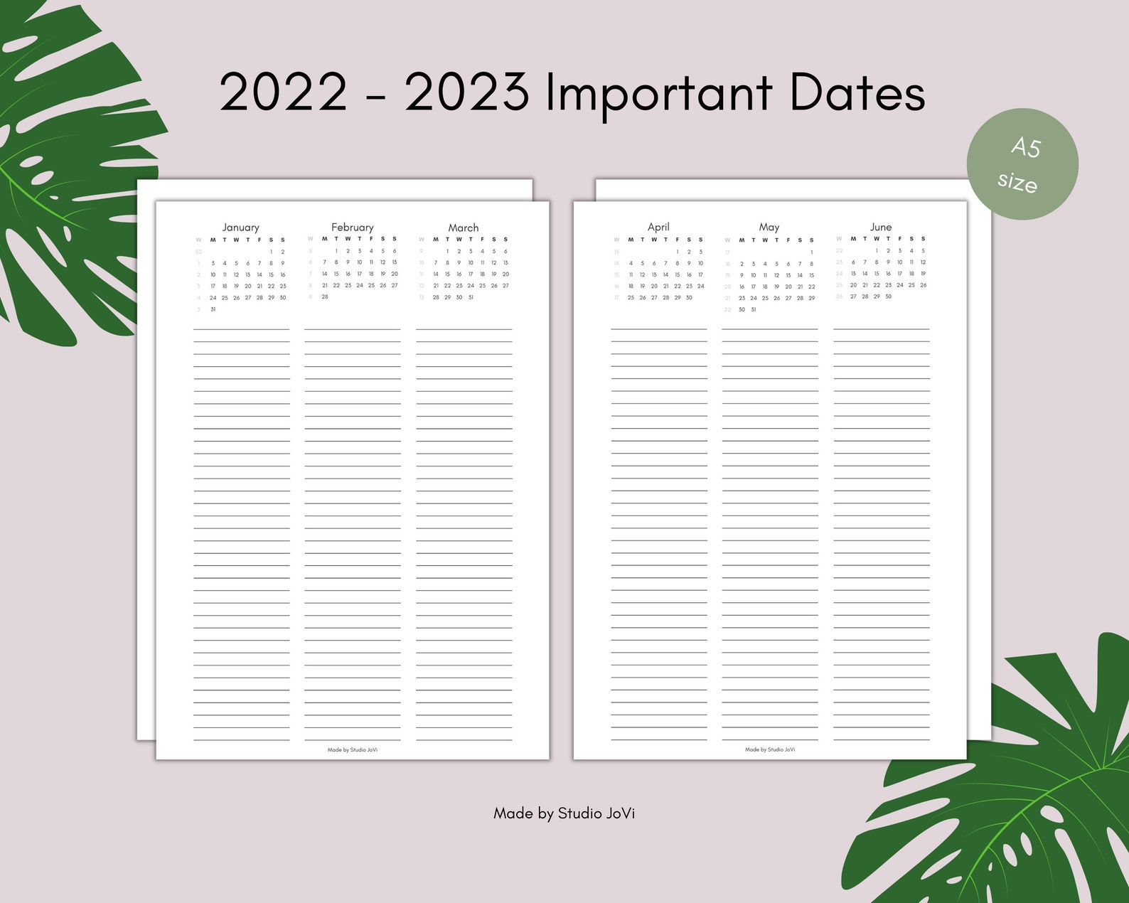 2022 2023 Important Dates Printable 3 Months on One Page Etsy Canada