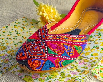 Khussa, sapato tradicional feminino paquistanês-indiano, Jutti, bordado, casual, elegante, presente para o Eid.
