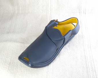 メンズ ブラック ハンドメイド レザー Kaptaan peshawari チャッパル サンダル