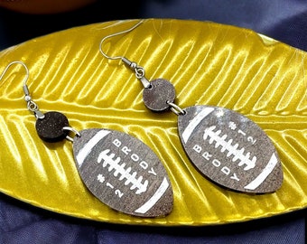 custom football earrings, football earrings, football dangle earrings, football team, football gift