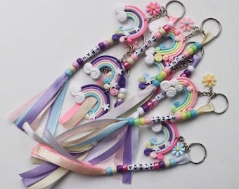 Handmade Personalised Rainbow Keyring with Pony Beads