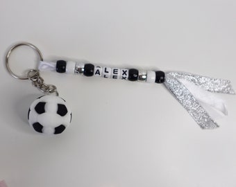 Personalised Football Keyring, Football charm with beads