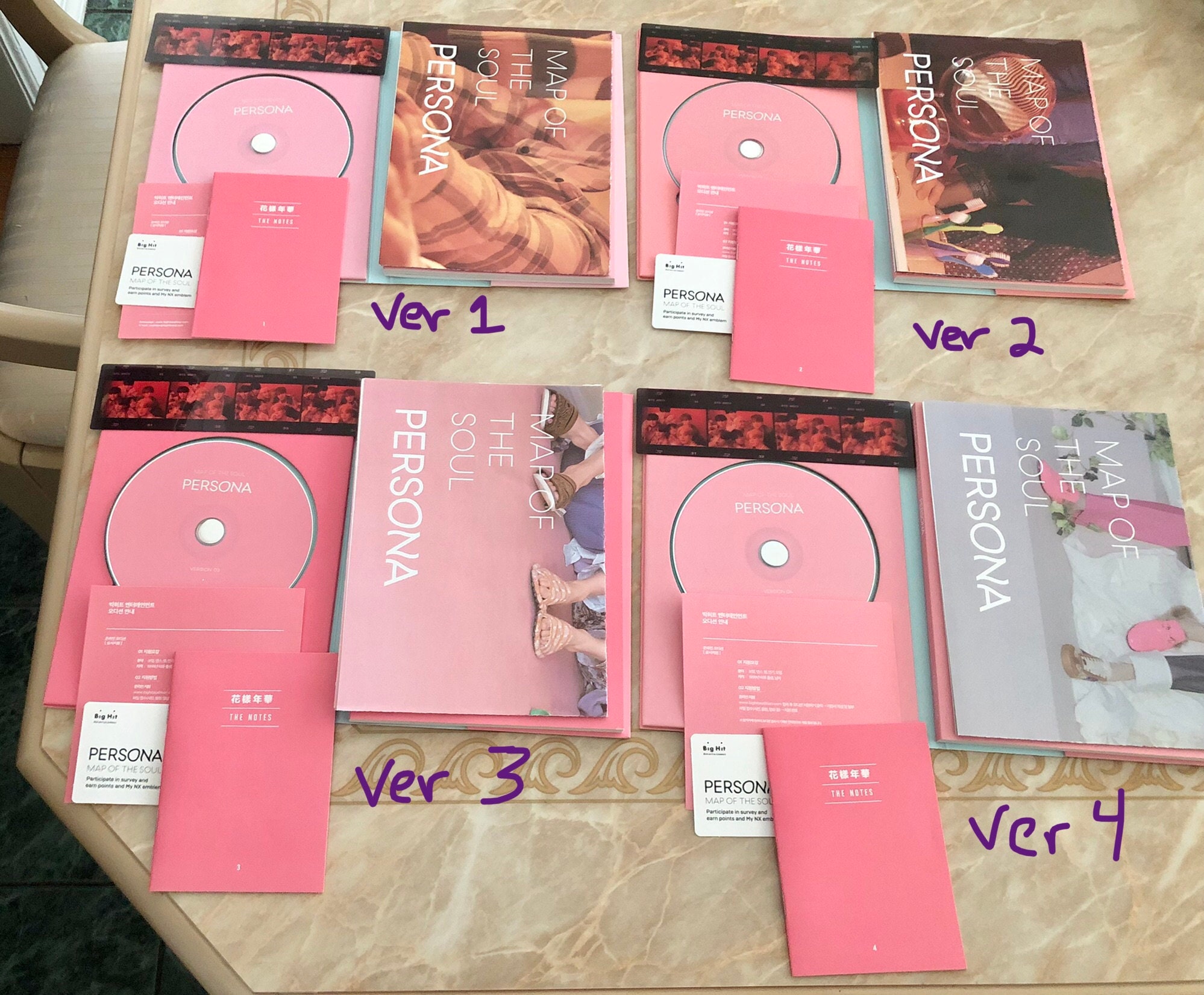 BTS Official Persona Album All Versions (no Photocard or BTS Official Persona Album All Versions (no Photocard or
