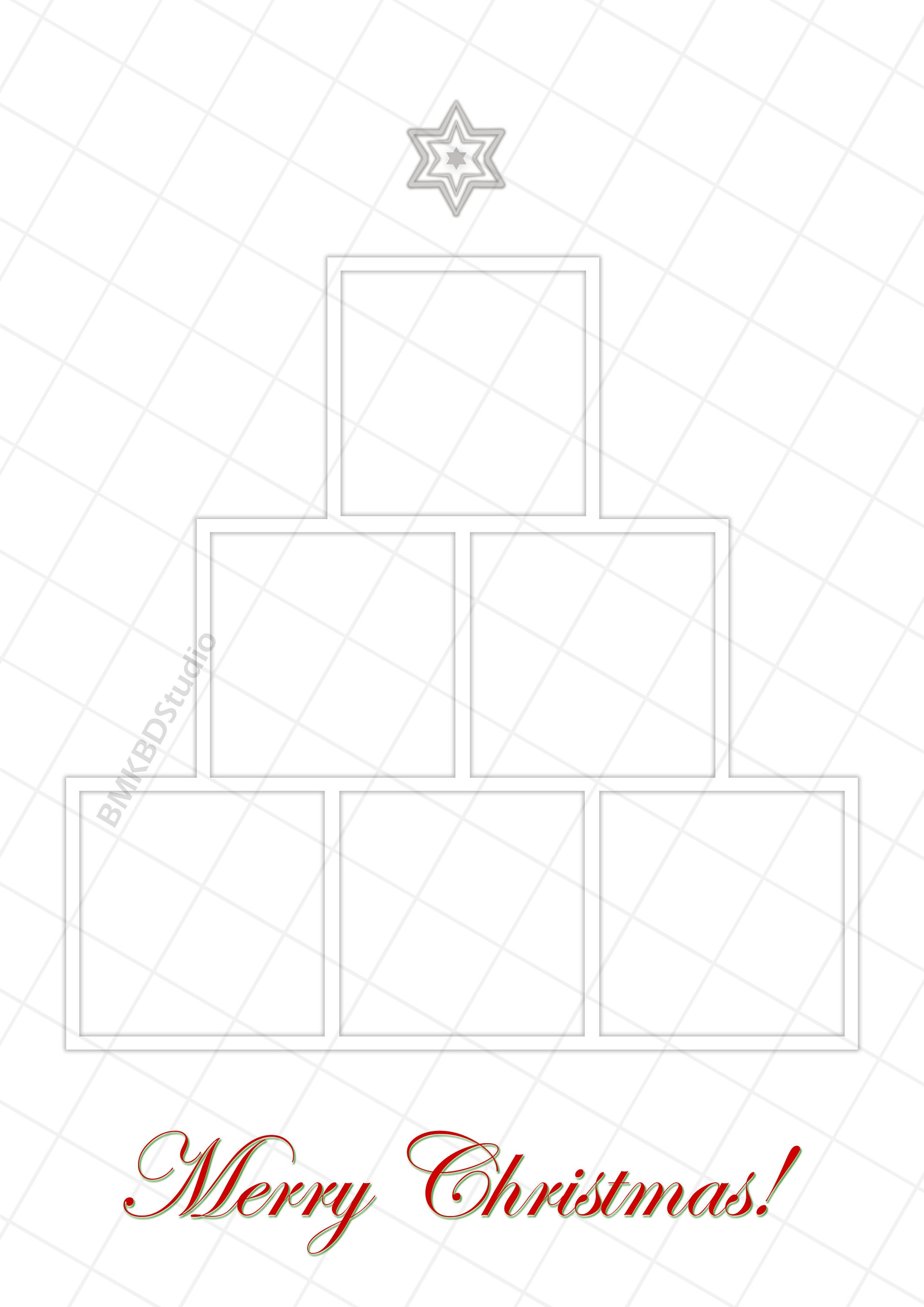 Christmas Tree Collage Template PSD, Christmas Tree 6 Box Template for