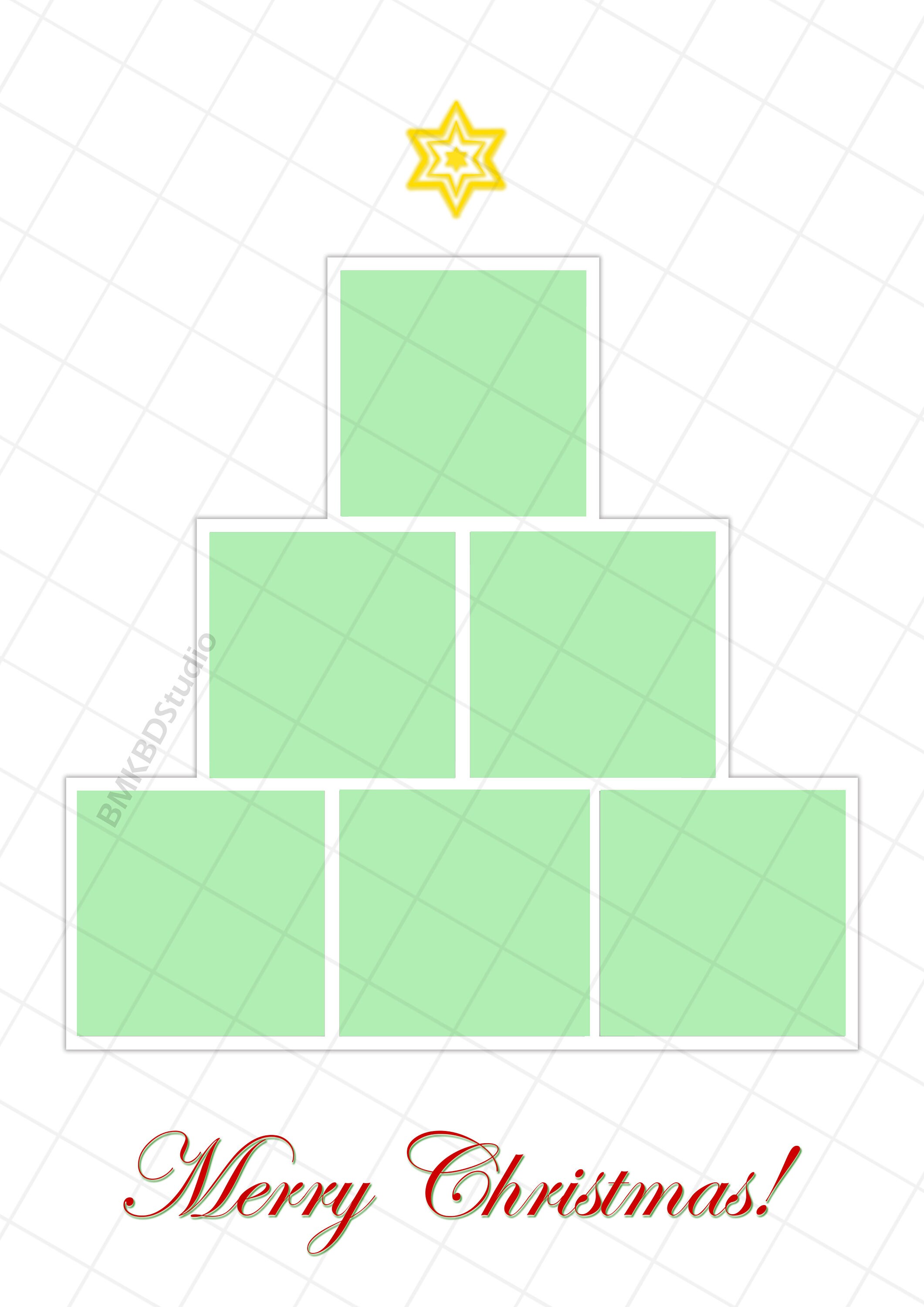 Christmas Tree Collage Template PSD, Christmas Tree 6 Box Template for