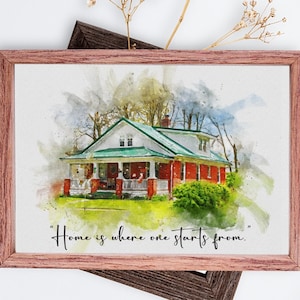 Einzigartiges Hauptporträt - Einweihungsgeschenk, Hausgemälde, Hausporträt, Aquarellhausmalerei, Abschlussgeschenk des Maklers, Geschenk des neuen Hauses