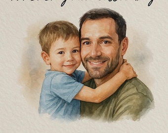 Gepersonaliseerd portret vader, gepersonaliseerd vaderdagcadeau (digitaal, poster, canvas)