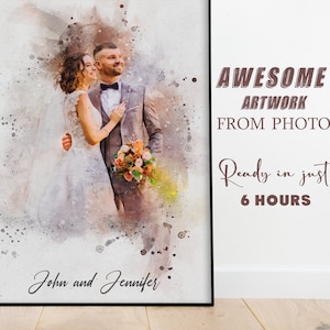 Custom watercolor portrait from photo,, personalized watercolor portrait, wedding, anniversary, engagement gift, Painting From Photo_Art
