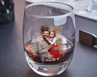 Personalized Photo Whiskey Glass, Father's Day Gift