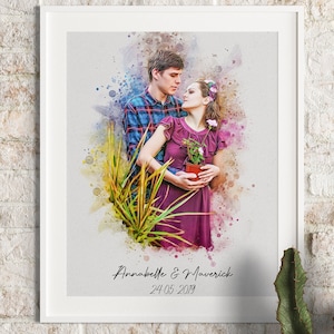 Portrait Painting from Photo, Custom Watercolor Couple Portrait from Photo, Personalized Gift Ideas, Picture Into Watercolor Art, Digital