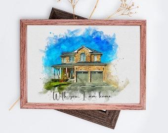 Personalized house portrait from photo, New Home Housewarming Gift From Photo, Wedding Venue drawing, First Home Gift, Realtor Closing Gift