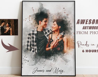 Custom watercolor portrait from photo,, personalized watercolor portrait, wedding, anniversary, engagement gift, Painting From Photo_Art
