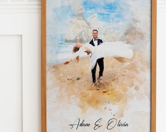 Pittura digitale personalizzata ad acquerello e schizzo, modifica grafica, regalo personalizzato, ritratto da foto, regalo di anniversario, regali fotografici