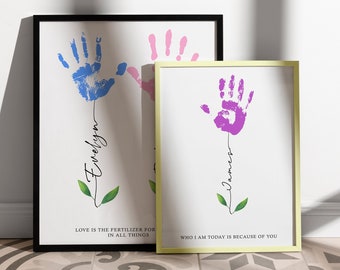 Personalised Mum Gift, DIY Mum&#39;s Birthday, Nanny Craft Gift, Baby Keepsake Hand Print, Kids Gift for Mommy, Mothers Day Handprint Print