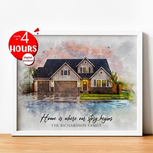 Benutzerdefinierte Haus Porträt, Einweihungsgeschenk, erstes Haus Geschenk, Haus Illustration, Aquarell Haus Porträt, Makler Abschlussgeschenk, Haus Kunst
