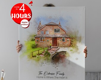 Custom Watercolor House Portrait, Personalized Home Painting (Digital Product)