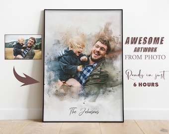 Fathers day gifts, Custom Portrait, Family Portrait, Portrait From Photo, Personalised Painting, First Father’s Day Gift, Gift for Dad