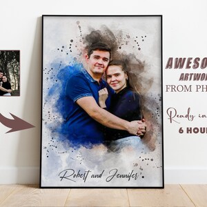 Watercolour Couple Portrait from Picture, Personalised Painting from Photo, Custom Picture to Painting, Couple Portrait, Family Painting,