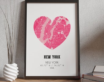 Personalized City Map Print, Engagement Anniversary Gift (Digital Option)