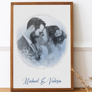 Dibujo de línea personalizado Dibujo familiar personalizado de foto, regalo de Navidad, ilustración de retrato familiar personalizado, regalo de alma gemela, regalo de pareja