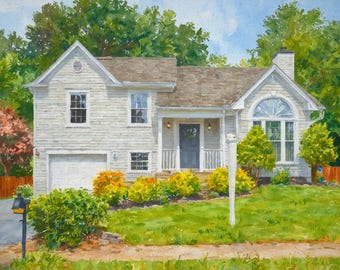 Retrato personalizado de la casa de la acuarela, pintura de la casa de la acuarela, regalo personalizado de bienvenida, regalo del primer hogar, regalo de cierre del agente inmobiliario, retrato del hogar