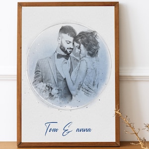Gepersonaliseerde tekening, aangepaste één lijntekening, één lijn portret, aangepast cadeau, huwelijksverjaardag, lijntekeningen, aangepast portret