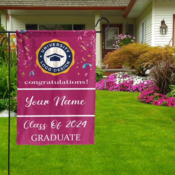 Custom Graduation Flag, Graduate Yard Sign, College Grad Flag, College Class of 2024 Grad Flag, Personalized College Yard Flag