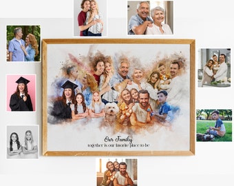 Custom Family Portrait From Photo, Add Deceased Loved One to Portrait, Add Person to Family Photo, Custom Family Painting From Photo