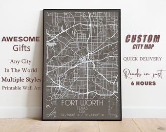 Custom City Map, Digital Print, Personalized Map, Custom Map Print, Custom Map Art, City Map Gift, Map Download, Choose City Map,