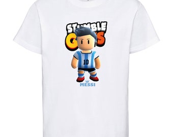 T-shirt de jeu STUMBLE GUYS pour garçons et filles, 100% coton, peau de Messi