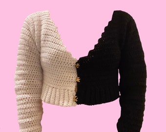 Zweifarbige Strickjacke, Häkelanleitung, PDF Häkelanleitung, Häkelanleitung, Häkelanleitung