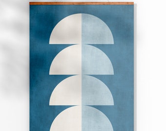 Blauwgroen wit lichtblauw minimalistische abstracte geometrische muurkunst print, groenblauw muurkunst, originele groenblauw print, lichtblauwe designkunstwerken