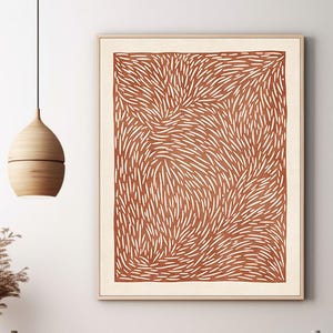Terracotta Organic Shapes Pattern Artwork Modern Minimalist Bedroom Prints also as Canvas