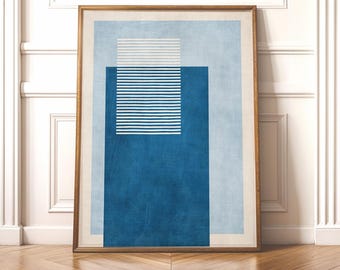 Elegant modern abstract kunstwerk: blauwe tinten minimalistische geometrische kunstdruk
