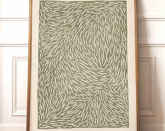 Olive Green Organic Shapes Pattern Art Print Minimalist Sage Green Decor