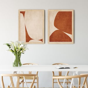Dark Terracotta Abstract Organic Shapes Modern Art Print / Minimalist ...
