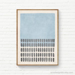 Himmelblau Minimalistischer Kunst Druck Leinen Textur Neutrale Töne Original Kunstwerk Hellgrau Hellblau Minimalismus