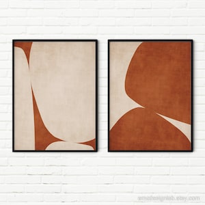 Dark Terracotta Abstract Organic Shapes Modern Art Print / Minimalist ...