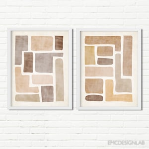 Earth Tones Washed Out Colors Art Set 2 Print Abstract Artworks Beige Tan Brown Sand Art Print