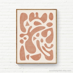 Terrakotta Abstrakte Formen Wand Kunst Druck Moderne Boho Terra Giclée-Druck Wandkunst Abgerundete Formen Minimalistische Wandkunst Neutral Boho Drucke